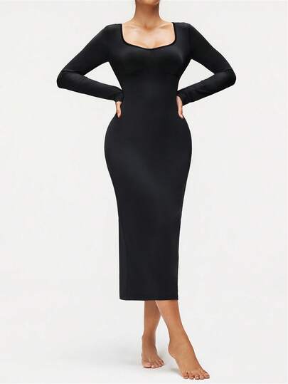 SHAPORA 女士纯色简约休闲长袖睡袍，冬季