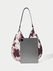 SHECARRY Túi đeo vai nữ phong cách retro họa tiết da bò, túi xách cổ điển dành cho nữ. - Đỏ và trắng - Xem 3