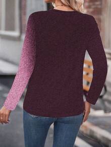 EMERY ROSE Áo thun dài tay cổ tròn họa tiết trái tim chuyển màu, áo thun in hình đồ họa mùa xuân/thu dành cho nữ. - Nhiều màu - Xem 2