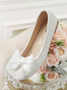 CUCCOO HITCHD Bow Decor Casual & Commuting Minimalist Elegant Women Flats Valentine's Day - White - View 16