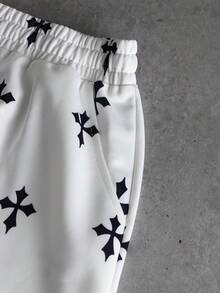 PAVTROS Men's Casual Loose Fit Curved Knife Print Cross Design Knit Pants, Comfortable & Versatile, Couples Matching, Autumn/Winter,Men's Streetwear,Baggy.Brand,I Love My Boyfriend,Graphic - White - View 6