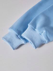 SHEIN ChillGRL 3pcs/Set Teen Girls Solid Color Thermal Lined Zip-Up Hoodie, Camisole And Wide Leg Pants Casual Outfit, Suitable For Daily Wear, Commuting And School Fall Winter - Blue - View 4