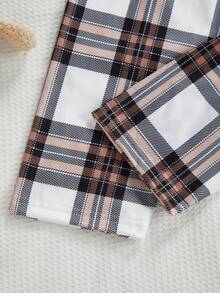 2件組男孩秋冬圓領長袖上衣與長褲套裝，刺繡熊格紋柔軟睡衣，幼兒套裝，親子穿搭 - 彩色 - 查看 7
