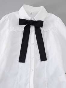 Girl's All-Match White Shirt, Versatile Design Suitable For Study, Work, Commute, And Leisure, Applicable For All Seasons - White - View 6