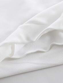 SHEIN ChillGRL 8-12岁女童可爱时尚休闲风白色圆领卫衣，字母蝴蝶印花，搭配宽松抽绳腰裤，两件套 - 藍色 - 查看 8