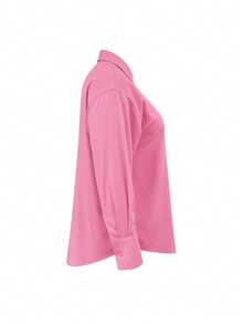 SHEIN Plus Size Casual Versatile Solid Color Shirt - Pink - View 5