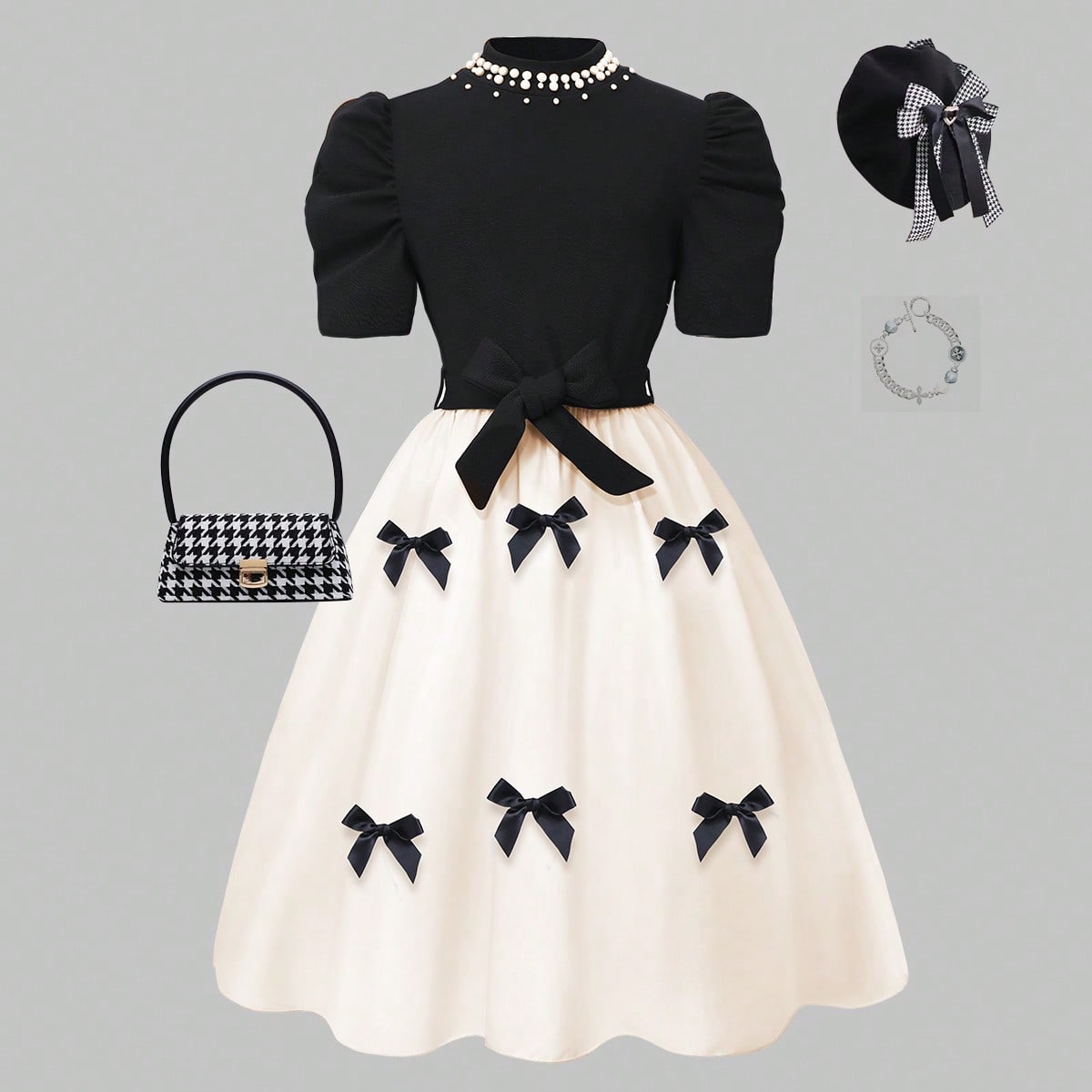 Vestido largo con cintura ceñida y estampado casual, adecuado para uso diario y para ir al trabajo