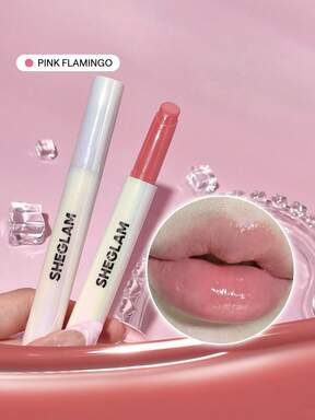 SHEGLAM ملمع شفاه Pout-Perfect Shine-ملمع شفاه صلب مرطب وممتلئ على شكل طائر الفلامنجو وردي اللون غير لاصق ومصل مغذي لتكبير الشفاه بزيت جوز الهند ومستحضرات تجميل الشفاه تخفيضات ملمع شفاه وردي اللون روج,ملمع شفاه شفاف علامة تجارية جمال مكياج مستحضرات تجميل للنساء الفتيات مثالي لفصل الخريف الشتاء مثالي ل- Y2K أزياء أنيقة هدية حفلة جاهز أفضل لون