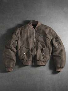 PAVTROS Manfinity Streetrush Men's Street-Style Popular INS Matching Men Jackets And Coats,Men's Young Street Gang Printed Baseball Jacket Bomber Jacket Padded Coat,Windbreaker/Outdoor Windbreaker,Streetwear,Winter Jacket,Warm Winter Outfits, Christmas Outfits,Boy Friend Gifts Mens Mocha Bomber Jacket Vintage Jacket Men Brown Jacket Racing Jacket - Brown - View 1