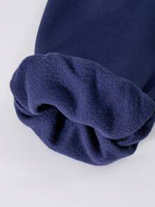 SHEIN ChillGRL 3pcs/Set Teen Girls Casual Thermal Lined Knit Sweatshirt, Camisole, And Cargo Pants With Letter Print, Autumn/Winter Fall - Navy Blue - View 5