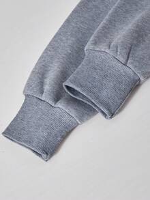 SHEIN ChillGRL Streecool Tween Girl Girls 2-Piece Set: Fleece Zip-Up Hooded Short Jacket With Frayed Edges + Drawstring Straight Leg Pants, Suitable For Casual, Commute, Vacation In Autumn/Winter Fall