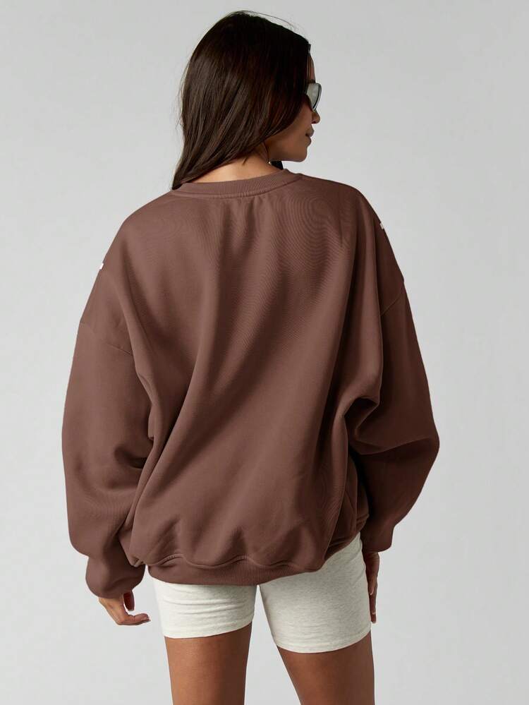 MISSGUIDED Oversized Crew Neck Sweatshirt With White Stripe Contrast Binding Detail For Women Fall Winter Comfort