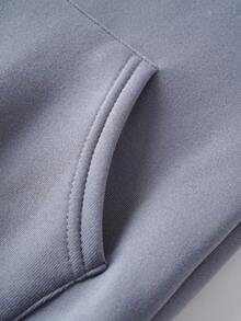 SHEIN Vacaura Sudadera Con Capucha De Color Sólido De Punto Casual Para Niña Preadolescente - Gris - Ver 3