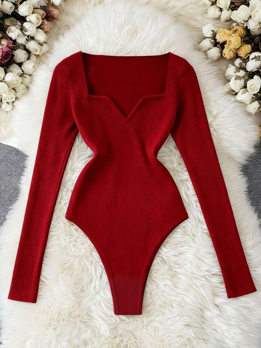 Resyla Women's Casual Solid Color Long Sleeve Knitted Jumpsuit