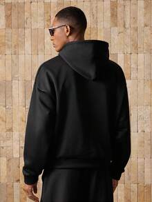 AXEPEAK 男士针织休闲宽松长袖连帽衫，适合秋冬 - 黑色 - 查看 6