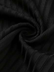 Tween Girl Solid Color Contrast Lace Ribbed Ballet Style Camisole - Black - View 6