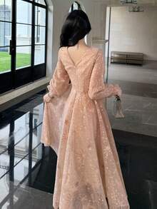 DAZY 优雅长款正式礼服，高端奢华精致优雅女士嘉年华礼服 - 杏色 - 查看 2