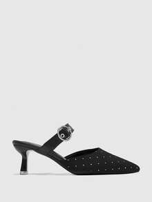 CUCCOO BIZCHIC Women's Pointed Toe Rhinestone Bow Stiletto High Heel Shoes, Elegant Sweet Sexy Fashion Gothic Black Suede Slip-On Pumps, Suitable For Formal Occasions, Dates, Parties, Holidays (Halloween, Christmas, Thanksgiving, Valentine's Day) - Black - View 4