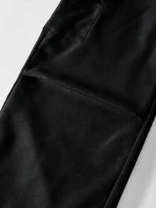 SHEIN ChillGRL Bộ 2 món thời trang xuân hè thu thường ngày cho bé gái tuổi teen, áo phông rộng cổ chữ V in họa tiết sọc và quần ống đứng túi hộp mát mẻ - Hồng - Xem 4