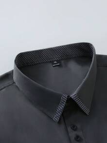 Manfinity Mode Plus Size Men's Long Sleeve Casual Business Shirts - Dark Grey - View 7