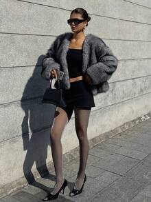 DAZY 黑色透明连裤袜，修身显腿袜 - 銀色 - 查看 7