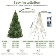 LED Lights String Round Ring Christmas Tree Topper Light Waterfall Hanging Tree Running Water Lights Holiday Party Atmosphere Decoration Lights String For Patio Garden Lawn Indoor Wedding Home Decor Fall Decor Autumn Decor Birthday Decorations - Warm white - View 3