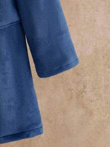 HIMLAND 男士纯色长袖口袋抓绒连帽睡袍