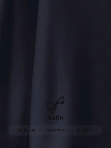 Ontre Women's Satin Off-Shoulder Oversized Sleeve Minimalist Elegant Business Casual Blouse, Autumn/Winter - Navy Blue - View 7