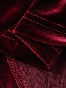 DAZY 女士休闲纯色A字裙，秋冬女裙新年圣诞款 - 酒紅色 - 查看 5