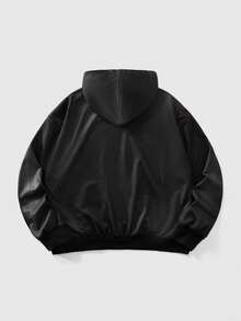 ROMWE MEN Street Life Men's Casual Faux Rhinestone Print Hoodie Sweatshirt - Black - View 2