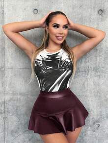 VaVaBold Quần short ren tối giản màu trơn gợi cảm thời trang nữ - Màu Đỏ Sâu - Xem 6