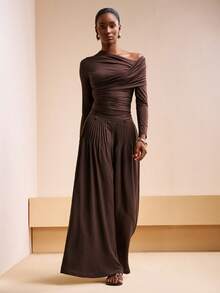 Zivah 2025 Autumn/Winter New Music Festival, Easter, St. Patrick's Day, Halloween, Christmas, Valentine's Day, Date, Western, Nomadic, Birthday Party, Graduation, College, Student, Daily Wear, All-Match, Casual, Vacation, Cruise, Beach, Sunbathing, Viral Hit, Streetwear, Wedding Guest, Bohemian, Commuter - Coffee Brown - View 6