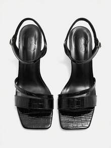 CUCCOO CURVES Sandalias anchas de tacón grueso y versátiles de uso casual para mujer - Negro - Ver 10