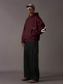 STYNVO Áo hoodie nam phối màu tương phản, có khóa kéo, kiểu dáng đường phố, lót giữ nhiệt. - Đỏ - Xem 3