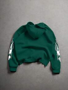 Manfinity EMRG Men's Letter Print Long Sleeve Pocket Drawstring Hoodie Sweatshirt Graphic Hoodies Street Wear Dark Green Hoodie Graphic Hoodie Grunge Hoodie