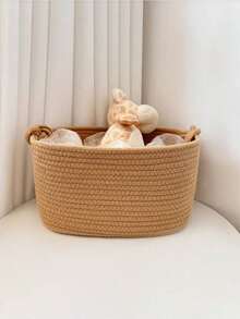 A Super Solid Color Thick Foldable Laundry Basket, Dirty Clothes Basket, Blanket Basket, Hand Woven Basket With Auspicious Buckle Handle, Used For Storing Clothes, Blankets, Quilts, Pillows, Toys, Miscellaneous Items, Shoes Can Be Used In Bedrooms, Laundry Rooms, Corridors