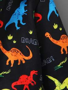 SHEIN Explorewe Young Boy Dinosaur Multi-Color Print Thermal Lined Hooded Jacket, A Perfect Combination Of Fashion And Comfort, Designed For Active Children - Multicolor - View 3