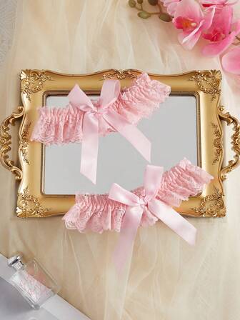 Eraneu 1双女士时尚性感蕾丝腿套，带蝴蝶结装饰