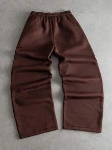 Manfinity Roghcode Men's Dark Brown Sweatpants,Summer Streetwear Work Long Pants,INS High Street Hip Hop Y2K,Asymmetric Drawstring Casual Trending Daily Wear Gift - Brown - View 2