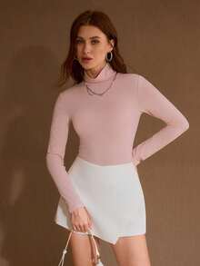 MOTF PREMIUM 纯色修身立领T恤 - 淺粉色 - 查看 5