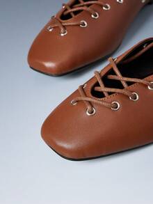 CUCCOO GRLICON 女士时尚休闲系带平底鞋 - 棕色 - 查看 3