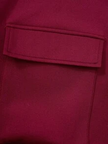 SHEIN Explorewe 2pcs/Set Tween Girls' Burgundy Baseball Collar Cardigan,Embroidered Letter Graphic,Button Closure,Large Pockets,Crease Pants,Autumn Casual School - Burgundy - View 3