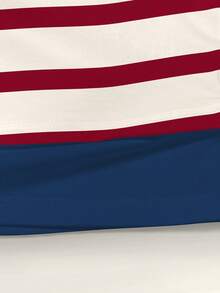 SHEIN 女士休闲宽松腊肠犬刺绣条纹圆领长袖上衣 - 酒紅色 - 查看 5