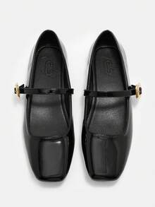 CUCCOO CURVES Comfortable Casual Minimalist Buckle Women Wide Fit Flats Valentine's Day - Black - View 2