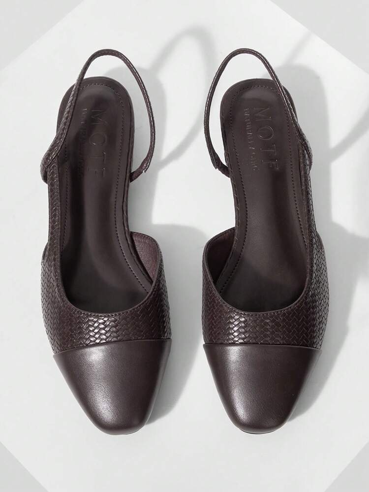 WOMEN SHOES FRENCH NEW POPULAR RETRO COLOR MATCHING CLOSED TOE REAR STRAP LOW THICK HEEL SHOES, COFFEE BROWN VERSATILE TEMPERAMENT LOW VAMP COMFORTABLE LIGHT FASHION ELEGANT SANDALS SPRING SHOES