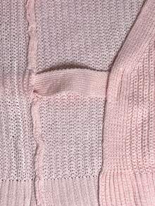 FavEase 女式纯色长袖时尚百搭十字交叉系带开衫，秋季 - 粉色 - 查看 6