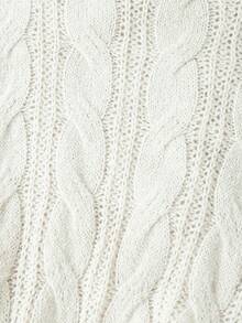 SHEIN Franclia New Autumn/Winter European & American Casual High Neck Slim Fit Mid-Length Knitted Sweater Dress For Women - White - View 7