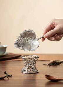 Cirelle 1 Pc Pure Tin Tea Strainer, Gilded Plum Blossom Anti-Oxidation Tea Infuser, Kung Fu Tea Set Accessories & Tea Infuser Stand - Silver - View 12