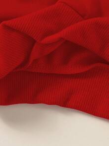 1 Set Young Girls' Cartoon Cute K-POP Girl Graphic & Letter Print Hoodie And Sweatpants Set, Suitable For Autumn/Winter Outfits, Red Hoodie And Black Sweatpants K-POP Outfit - Multicolor - View 5