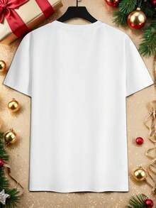 Manfinity Homme Men's Casual Everyday Commute Minimalist Versatile New Year Slogan Print Loose Fit White T-Shirt, Summer - Multicolor - View 3